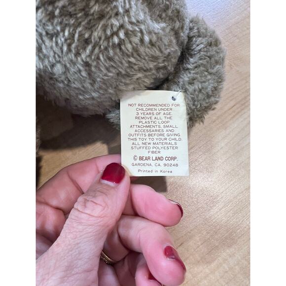 Vintage NWT Bearland Teddy Bear Movable Parts Plaid Bow 90s - Picture 4 of 5